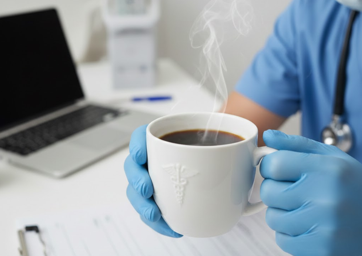 doctor drinking coffee