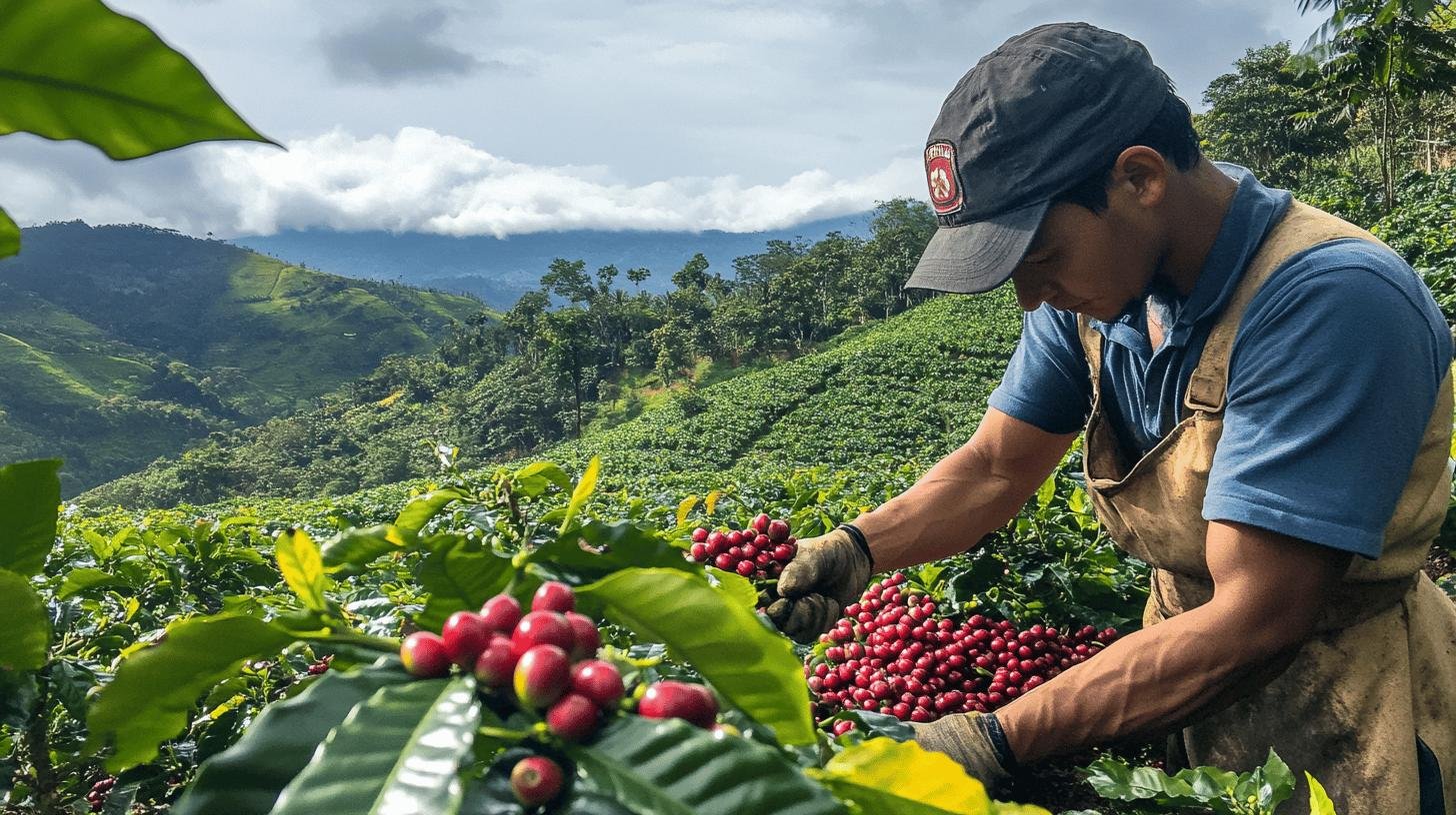 A farmer harvesting coffee cherries from a coffee farm - Plant Coffee Beans Come From Rich Cultural Origins