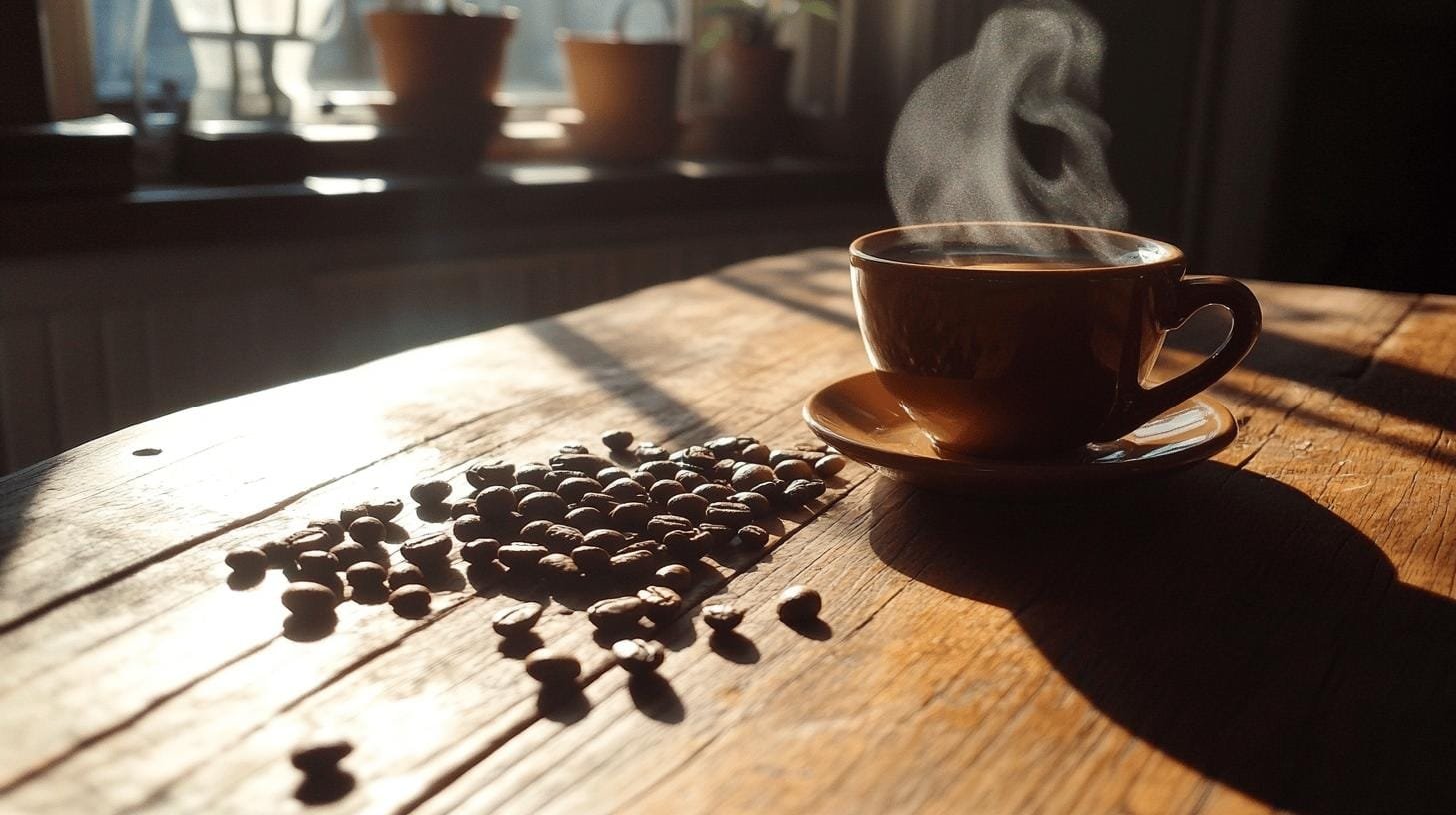 Cup of hot boiling coffee on the table - Antioxidants in Coffee: Boosting Your Health Naturally