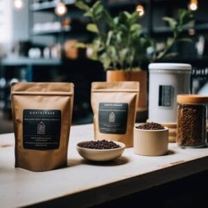 Coffee bags on a table- Robusta Coffee Beans: Strong Flavor, High Caffeine