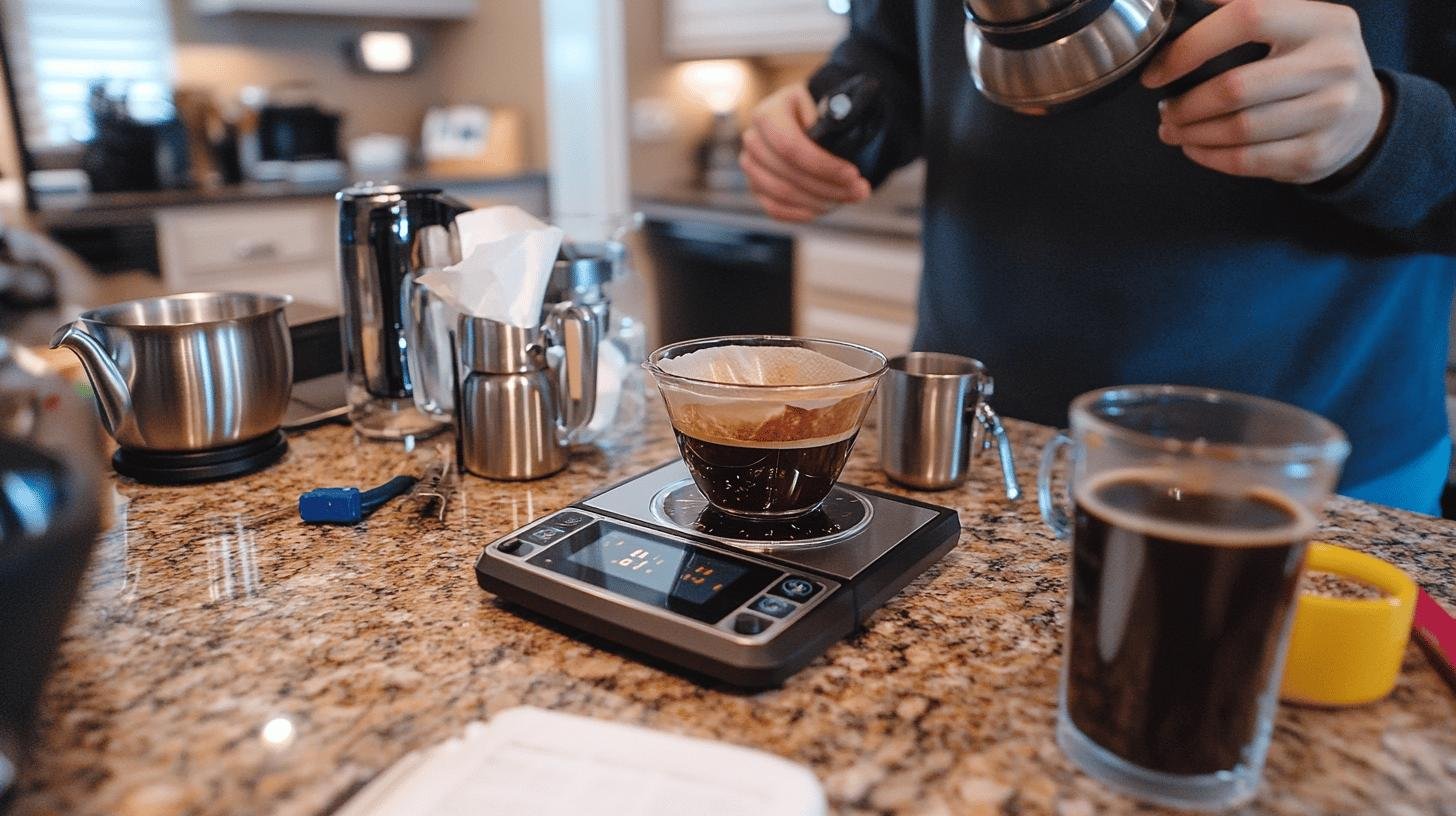 A barista measuring water to coffee ratio - How Much Water to Coffee Ratio for Perfect Brew.jpg