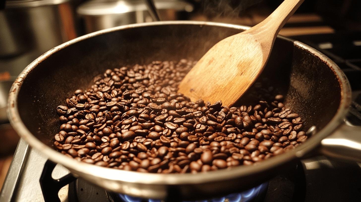 Roasting coffee beans in a pan- How to Roast Coffee Beans at Home Perfectly