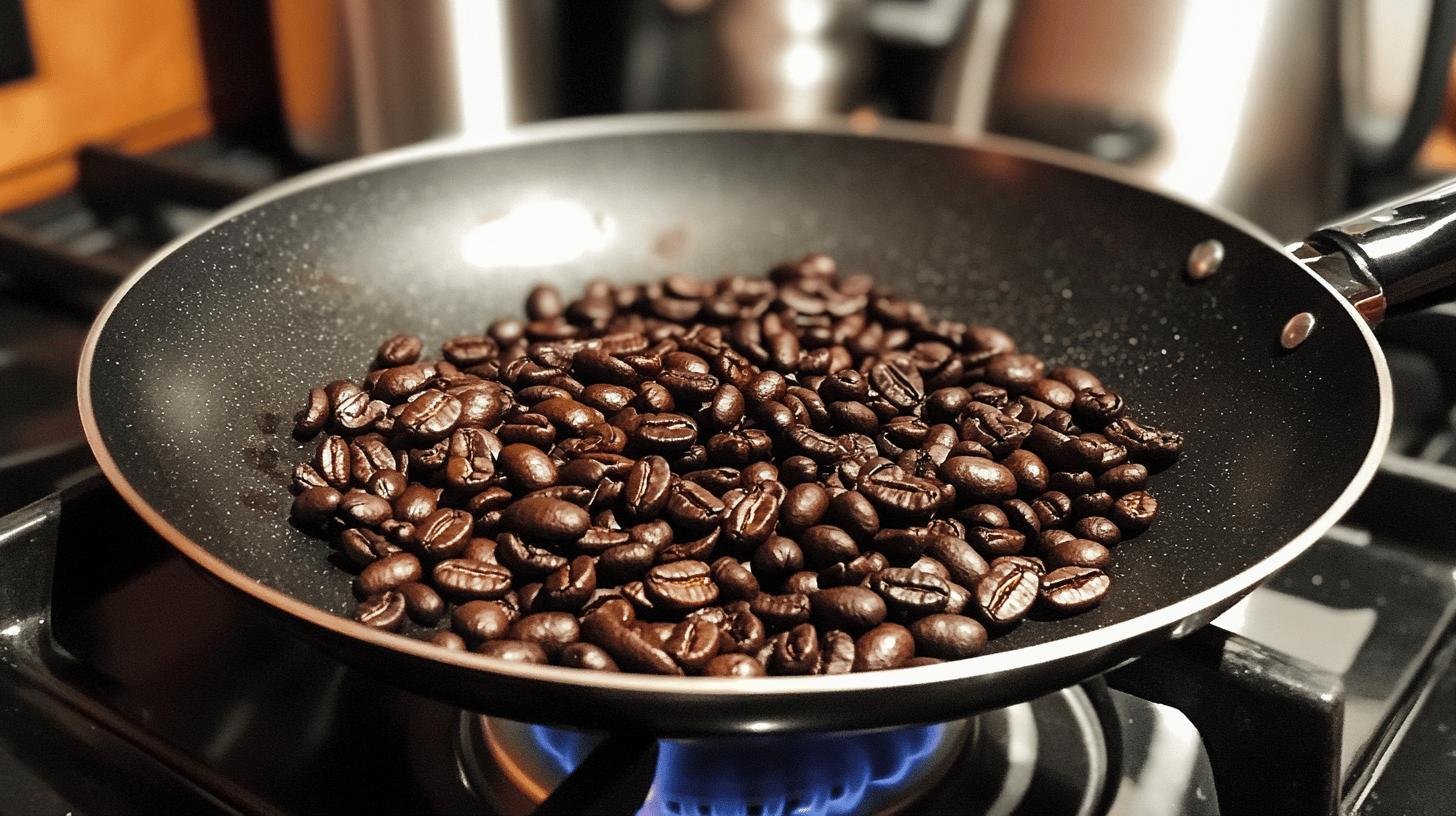 Roasting coffee beans in a frying pan- How to Roast Coffee Beans at Home Perfectly