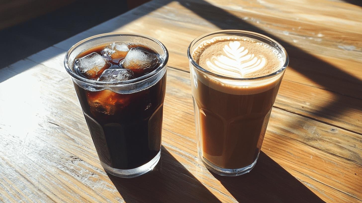 A cup of coffee with ice cubes and a cup of cappuccino- Cold Brew Coffee and Cholesterol