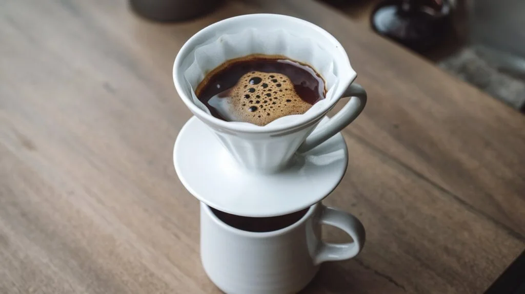 Drip coffee setup with a coffee cone - easiest way to brew coffee