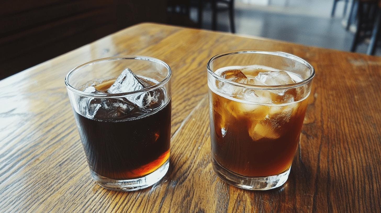 Two iced coffee cups on the table Cold Drip vs Cold Brew: Flavor Faceoff