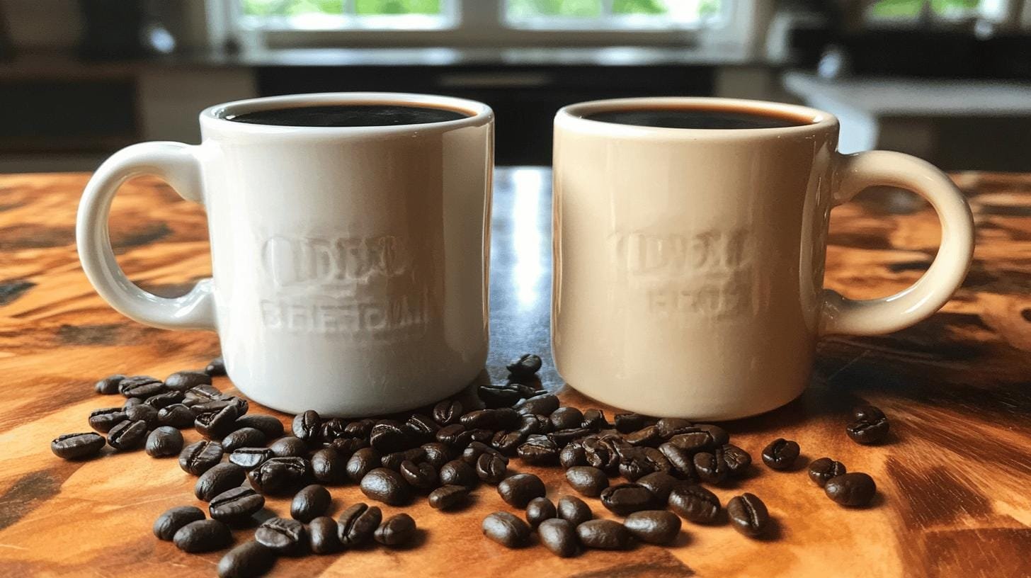 Two cups of coffee on a table— Difference Between House Blend and Breakfast Blend Coffee