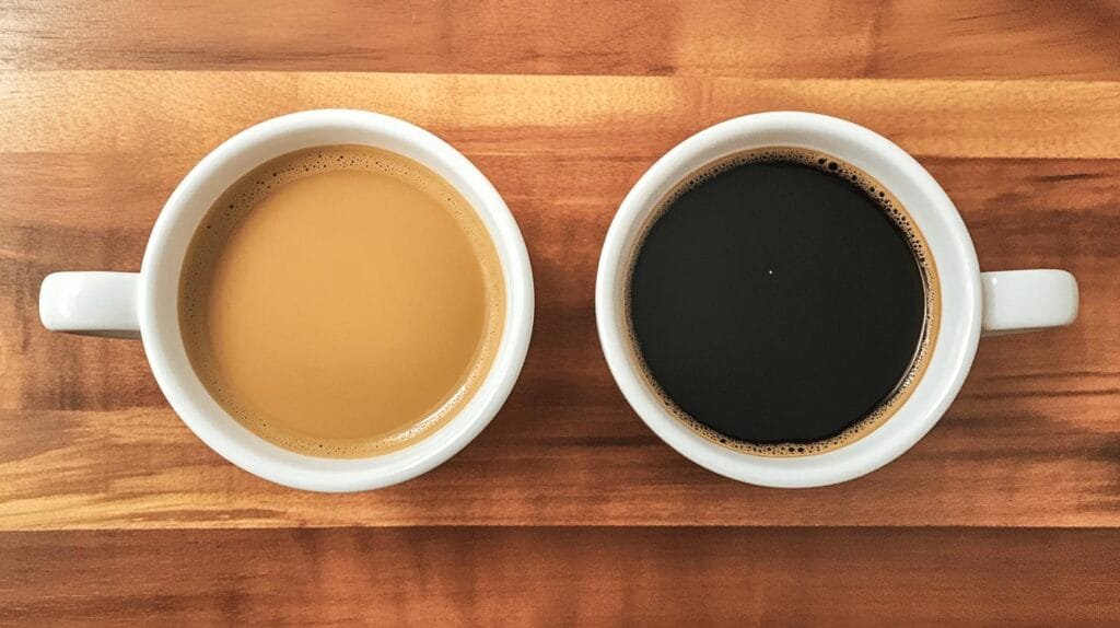 A cup of dark coffee and a cup of light cover on the table - Light vs Dark Roast Coffee: Flavor Showdown