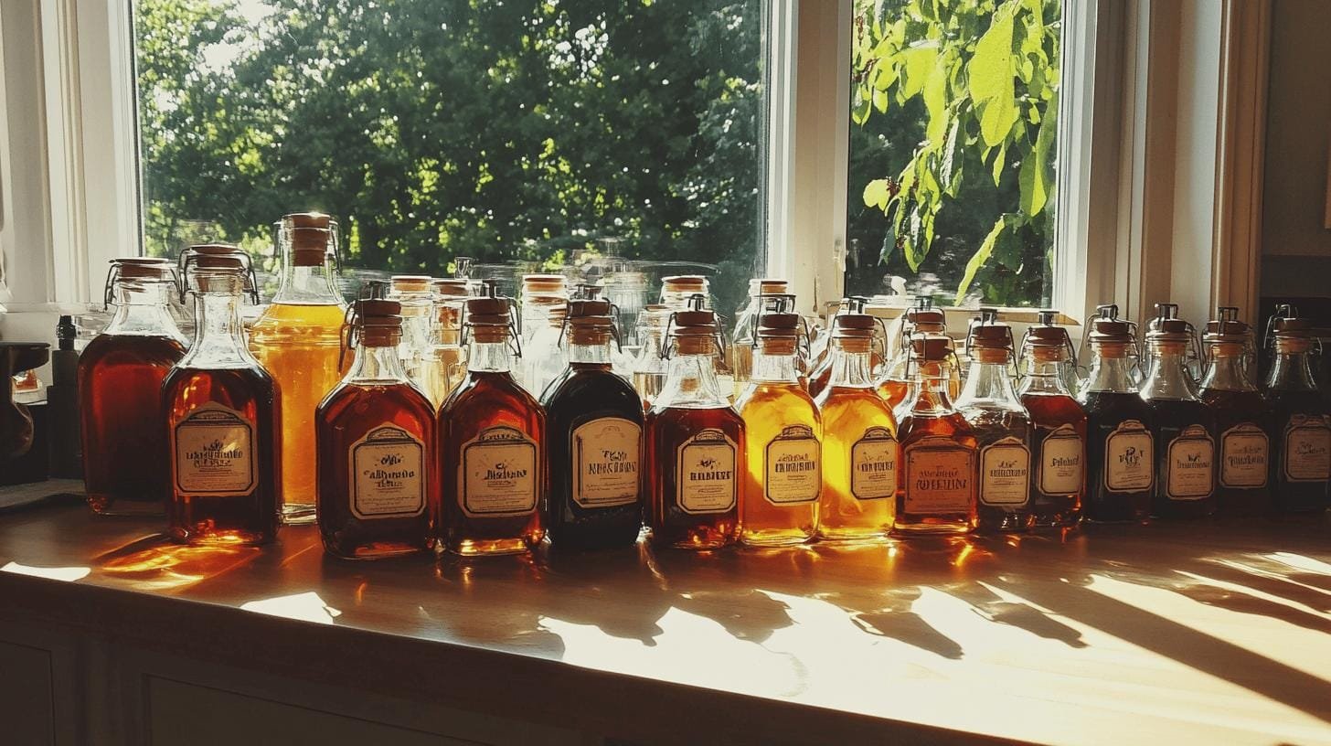 Coffee flavor syrups arranged on a counter -  Coffee Flavors Syrup Delightful Tastes to Savor-.jpg