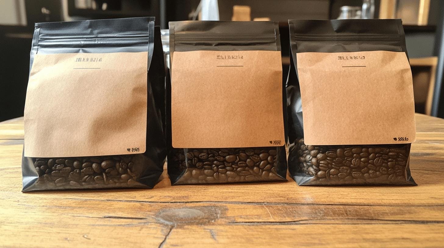 3 Packaged coffee bean bags on a table- Coffee Tasting Subscription.jpg