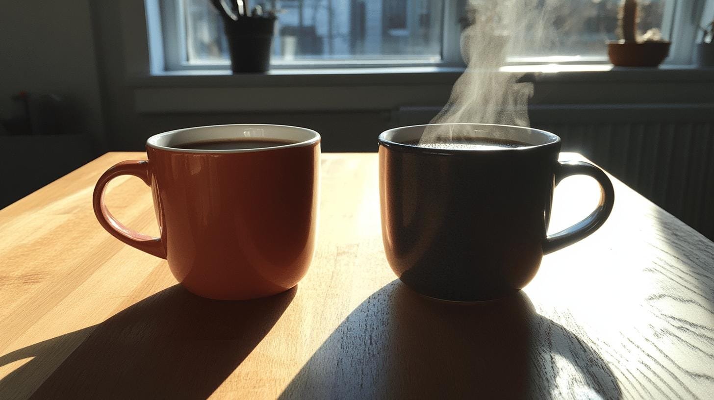 2 cups of hot coffee on a table - Tea vs Coffee Tasting.jpg