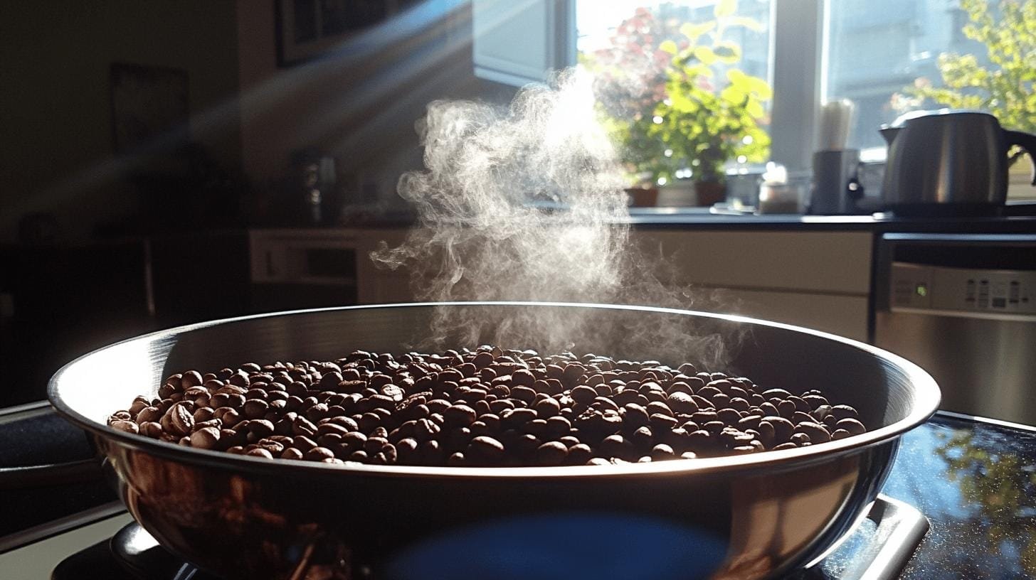 Coffee beans roasting in a pan - Colombian Coffee vs Ethiopian Coffee: Taste Showdown