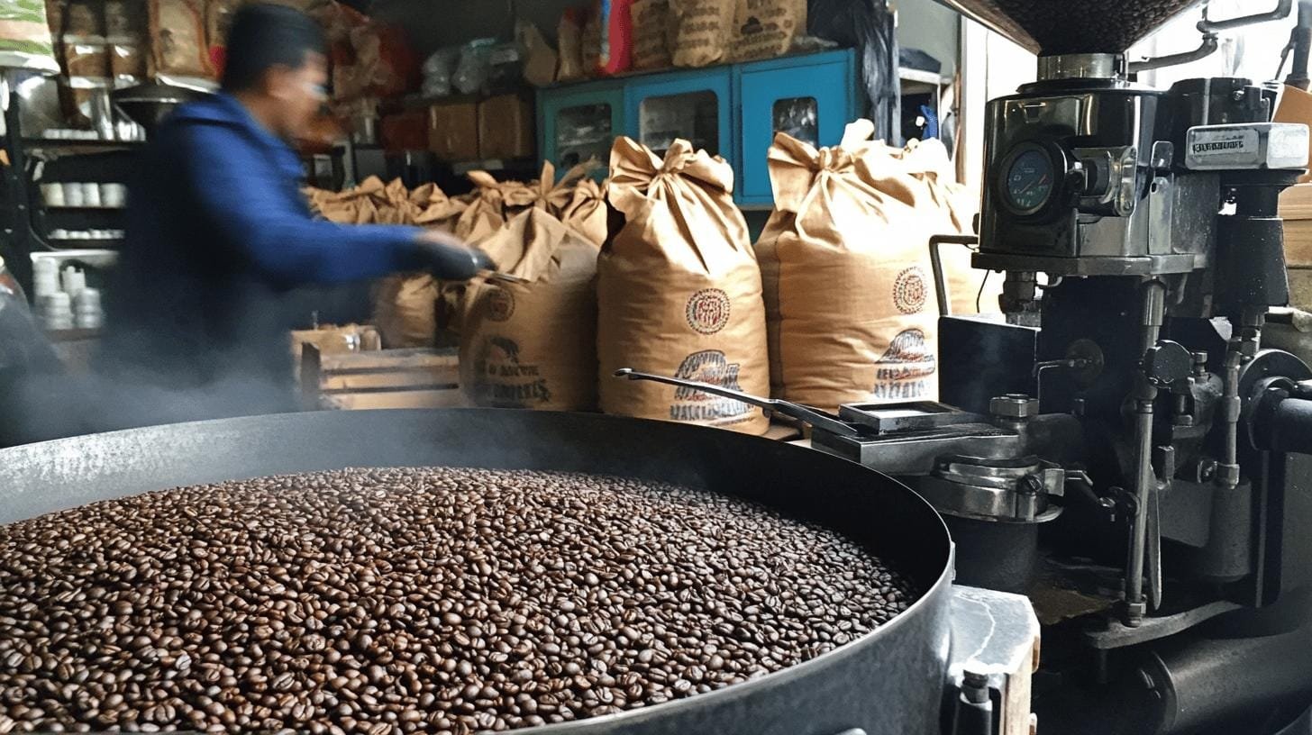 Man producing and packaging coffee beans - Does Sumatra Coffee Have Caffeine? Important Insights