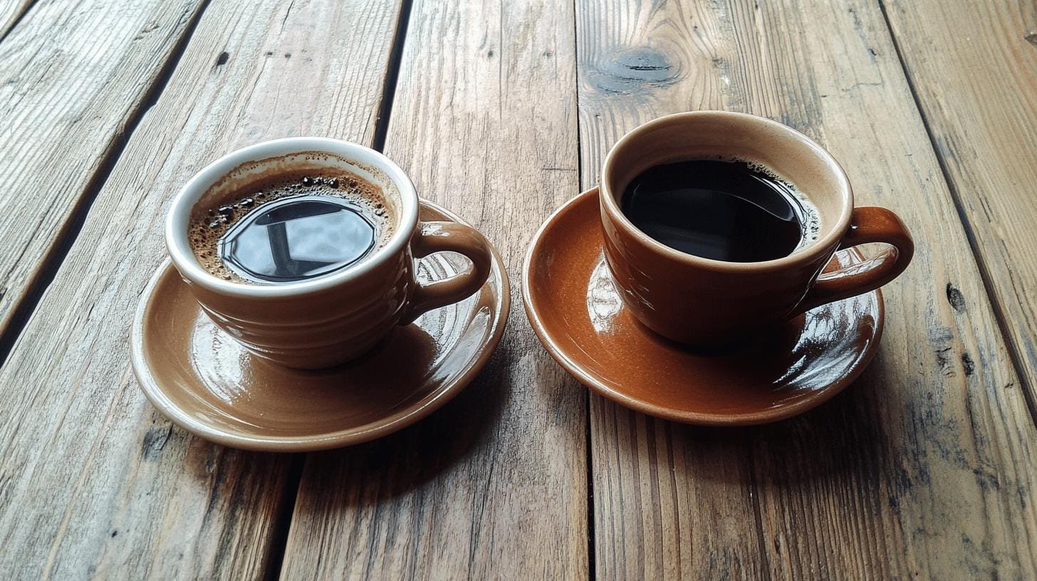 Two cups of coffee on the table- Brazilian Coffee vs Colombian: Bold Flavor and Culture Insights Revealed