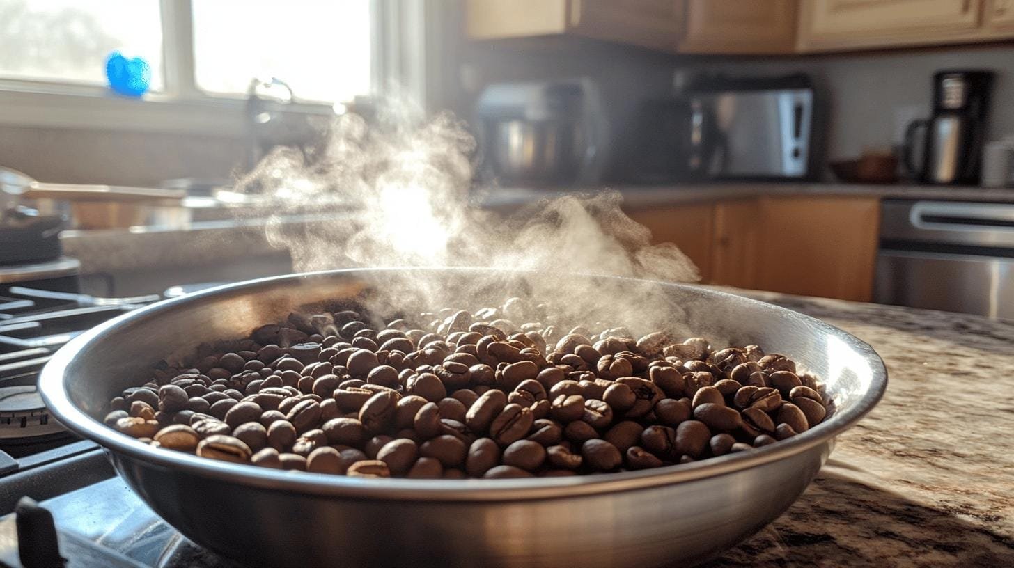 Hot coffee beans in a pan- Unique Coffee Blends.jpg