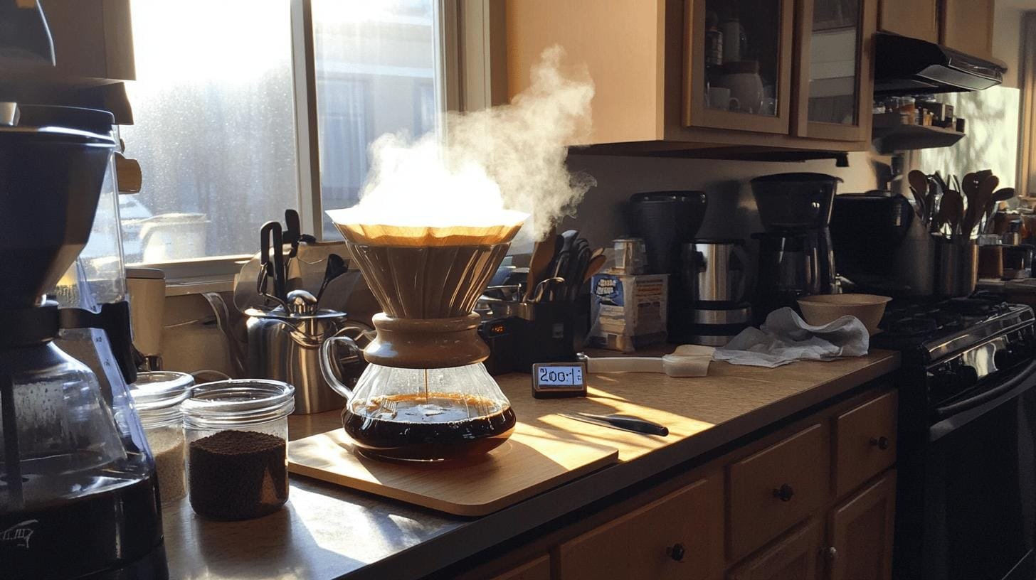 A room with coffee brewing equipments on the counter - Coffee Blend Drip.jpg