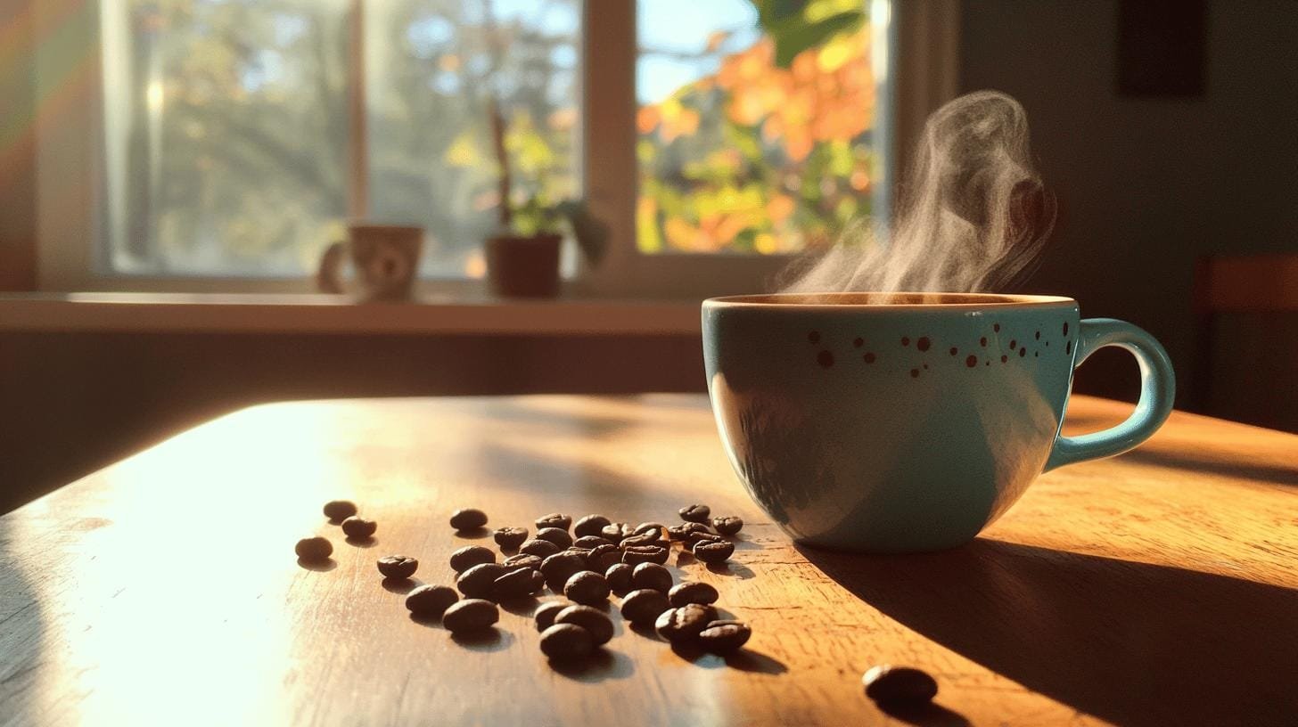 A cup of coffee and coffee beans on the table - What Does Organic Coffee Do to the Body?