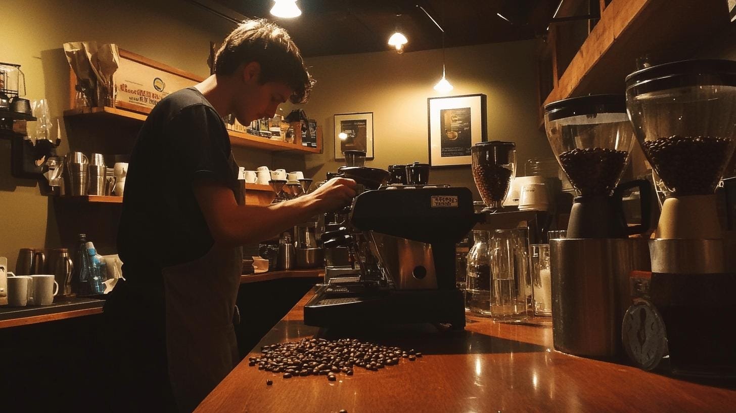 Man brewing coffee from a  machine - How to Brew Single Origin Coffee Perfectly