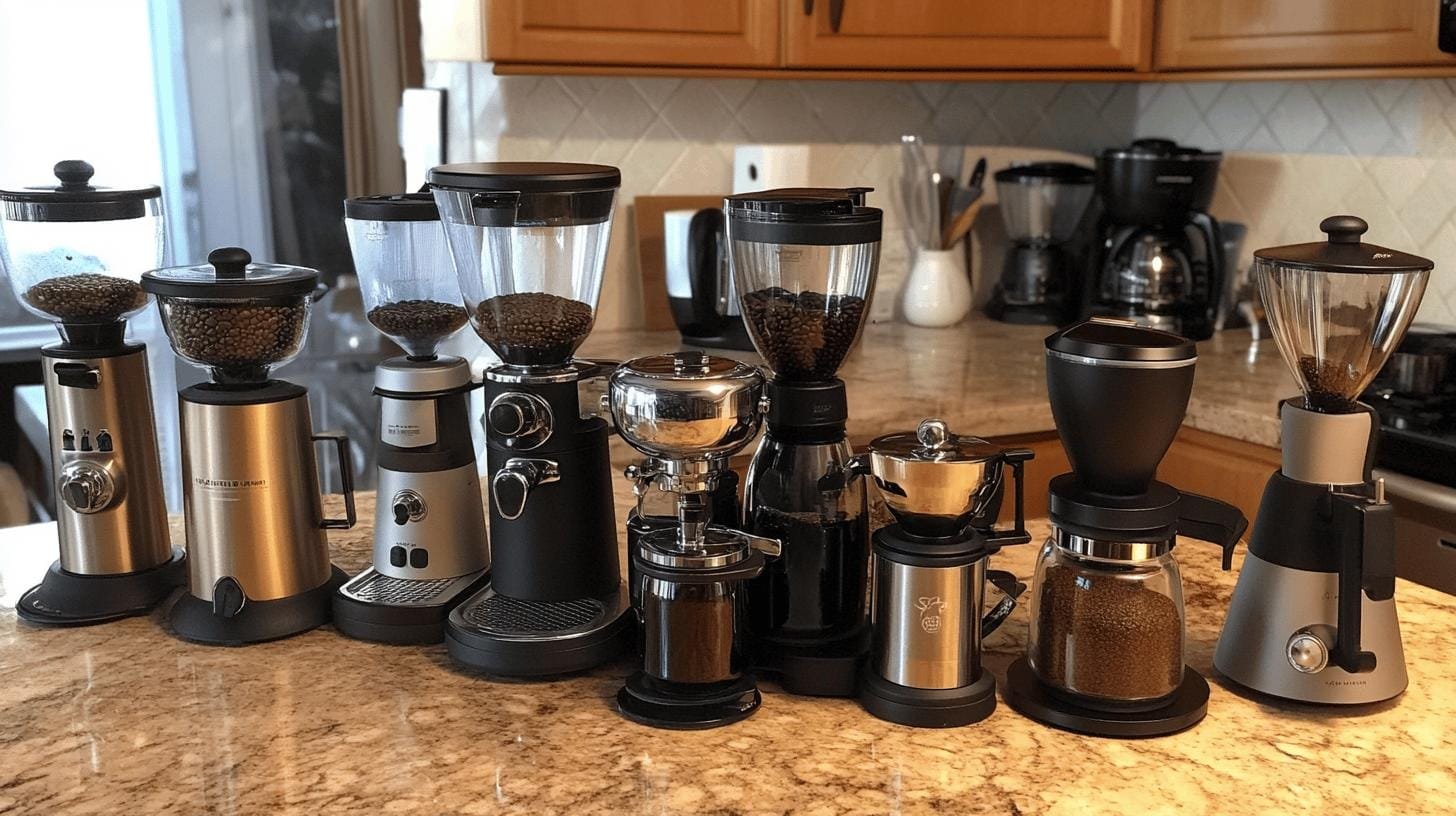 Coffee grinders and Espresso grinders on the table - Difference Between a Coffee Grinder and Espresso Grinder