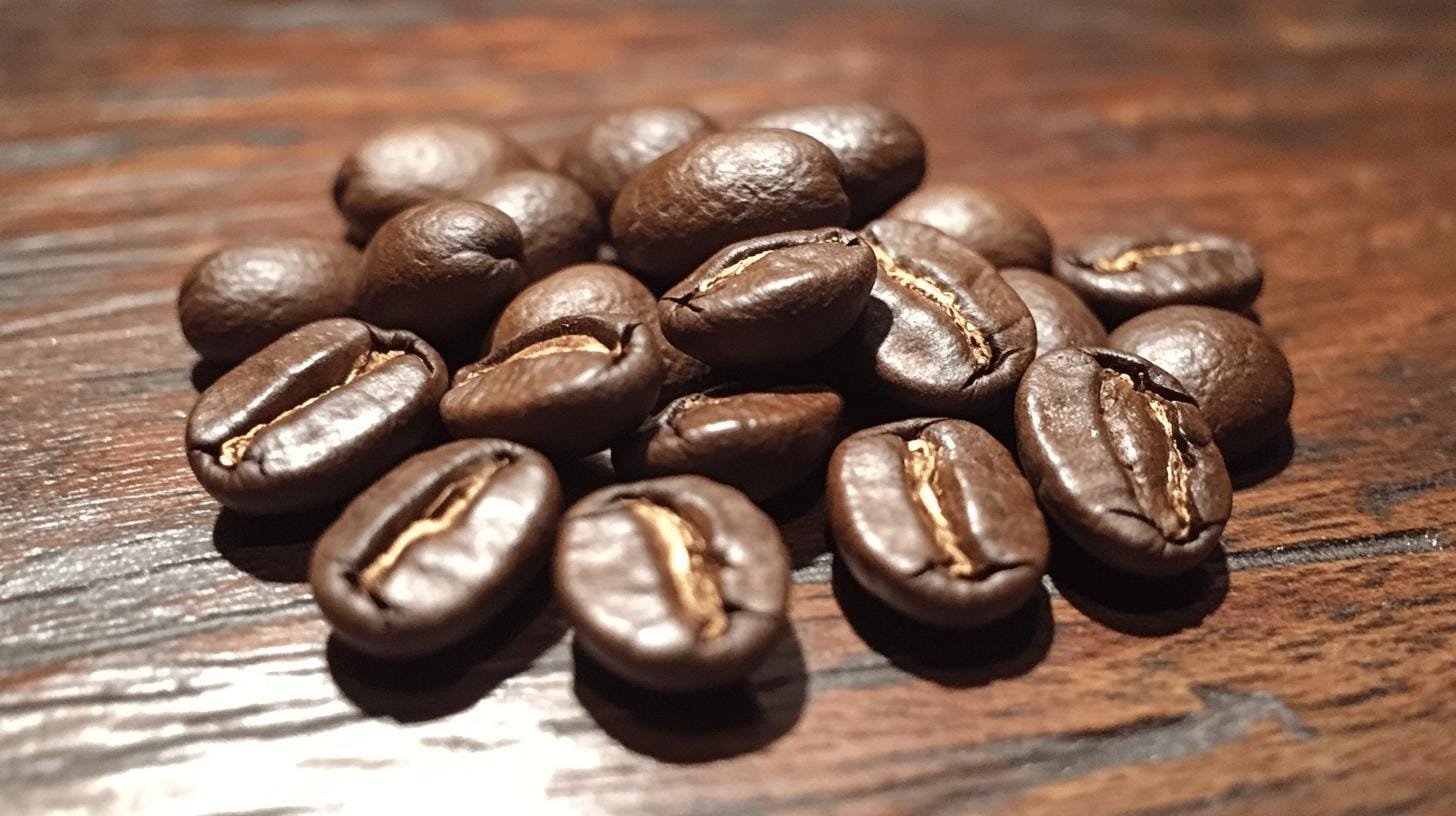 A close up shot of coffee beans on a brown surface - Coffee Origin Flavors.jpg