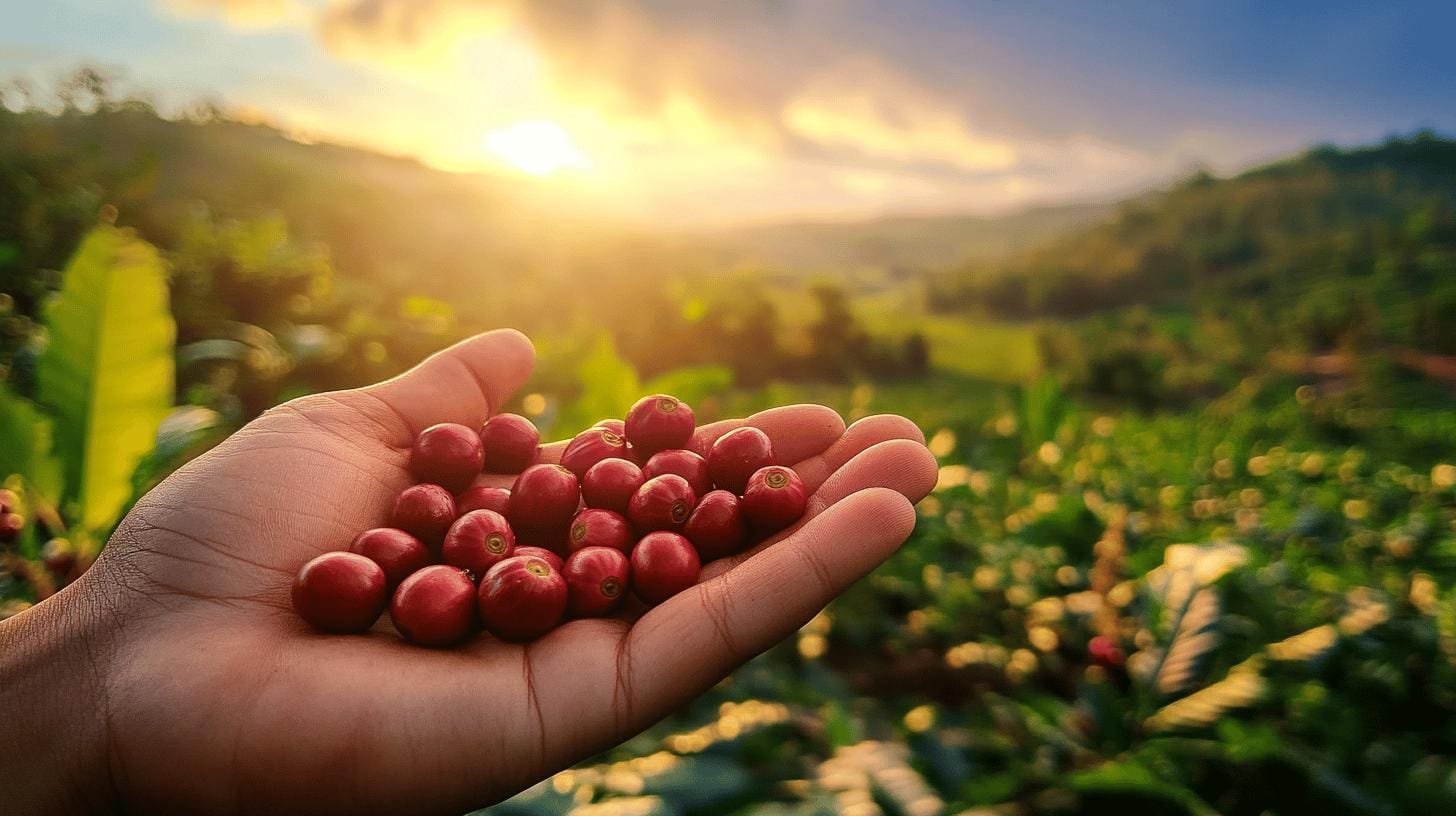 Coffee cherries on a palm- What Is Considered a Premium Coffee Find Out-4.jpg