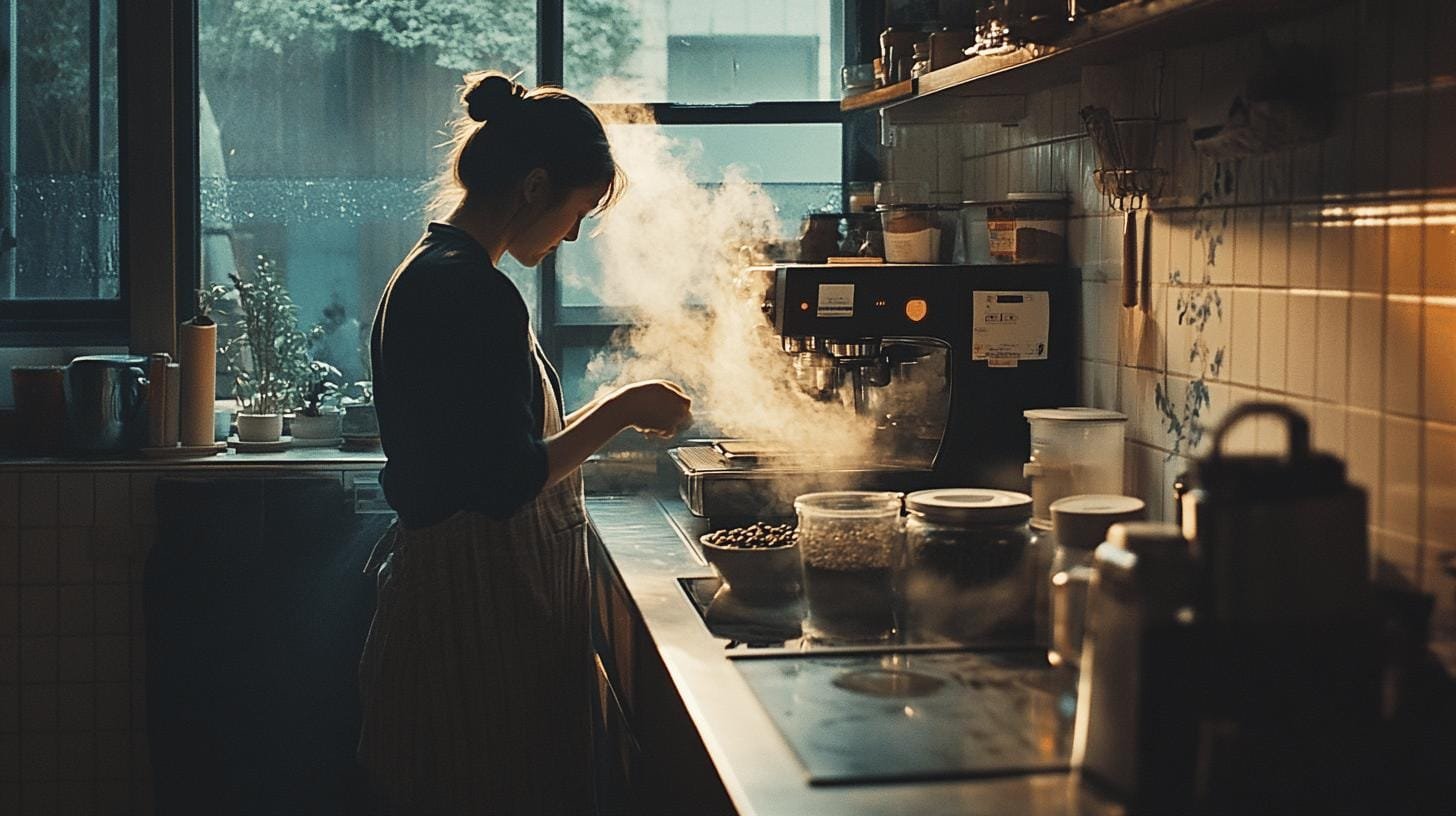 A woman roasting coffee beans at home—What Is Breakfast Blend Coffee: A Smooth Start