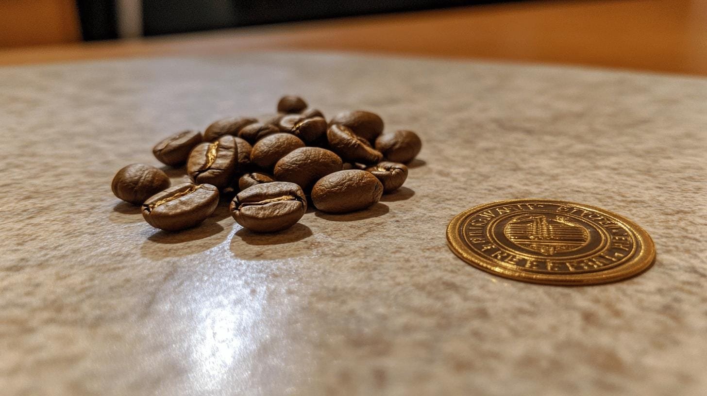 Raw coffee beans on a table—What Does Decaf Mean in Coffee? Learn More