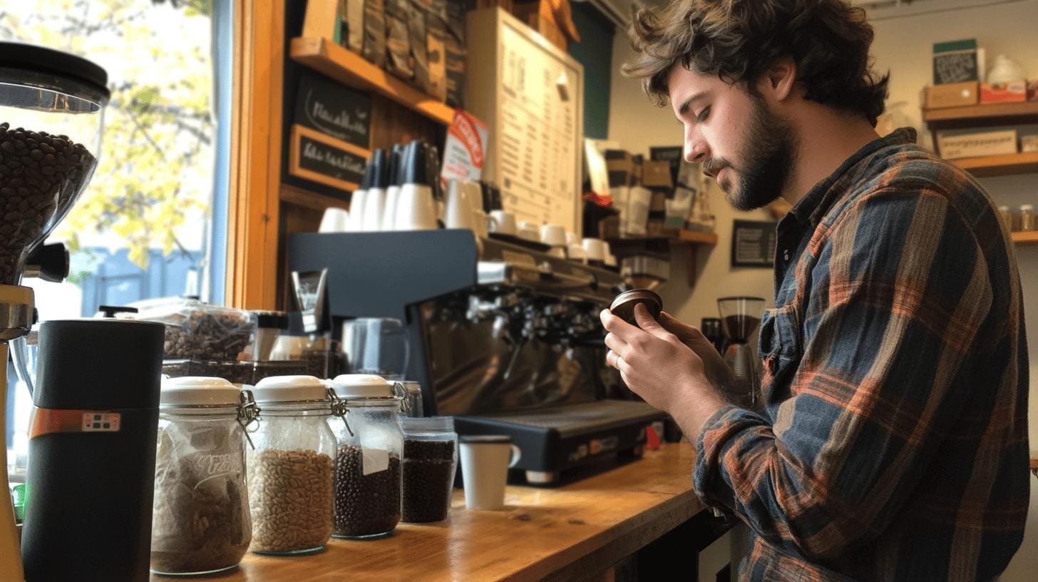 Man standing by a coffee counter  -  Coffee Taste Sour.jpg