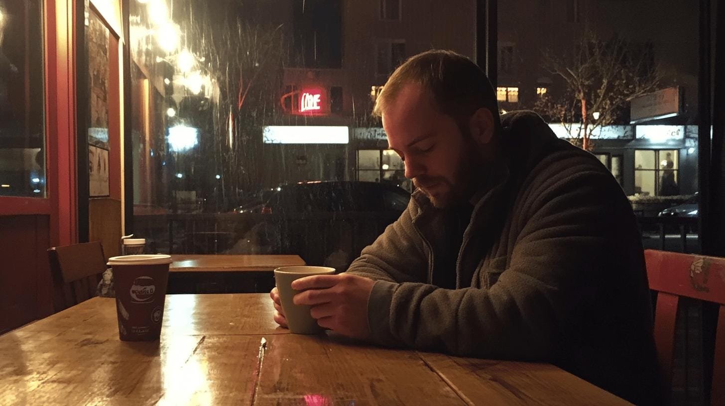 Man sitting in a pub and holding a cup of coffee - Can You Lose Your Taste for Coffee Permanently?.jpg