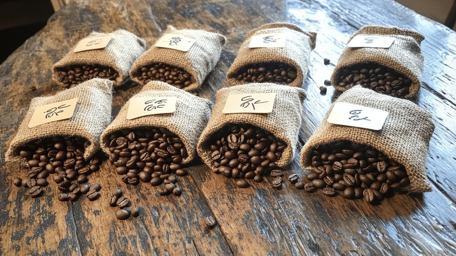 Bags of coffee beans on the table—Difference Between Micro Lot and Nano Lot Coffee