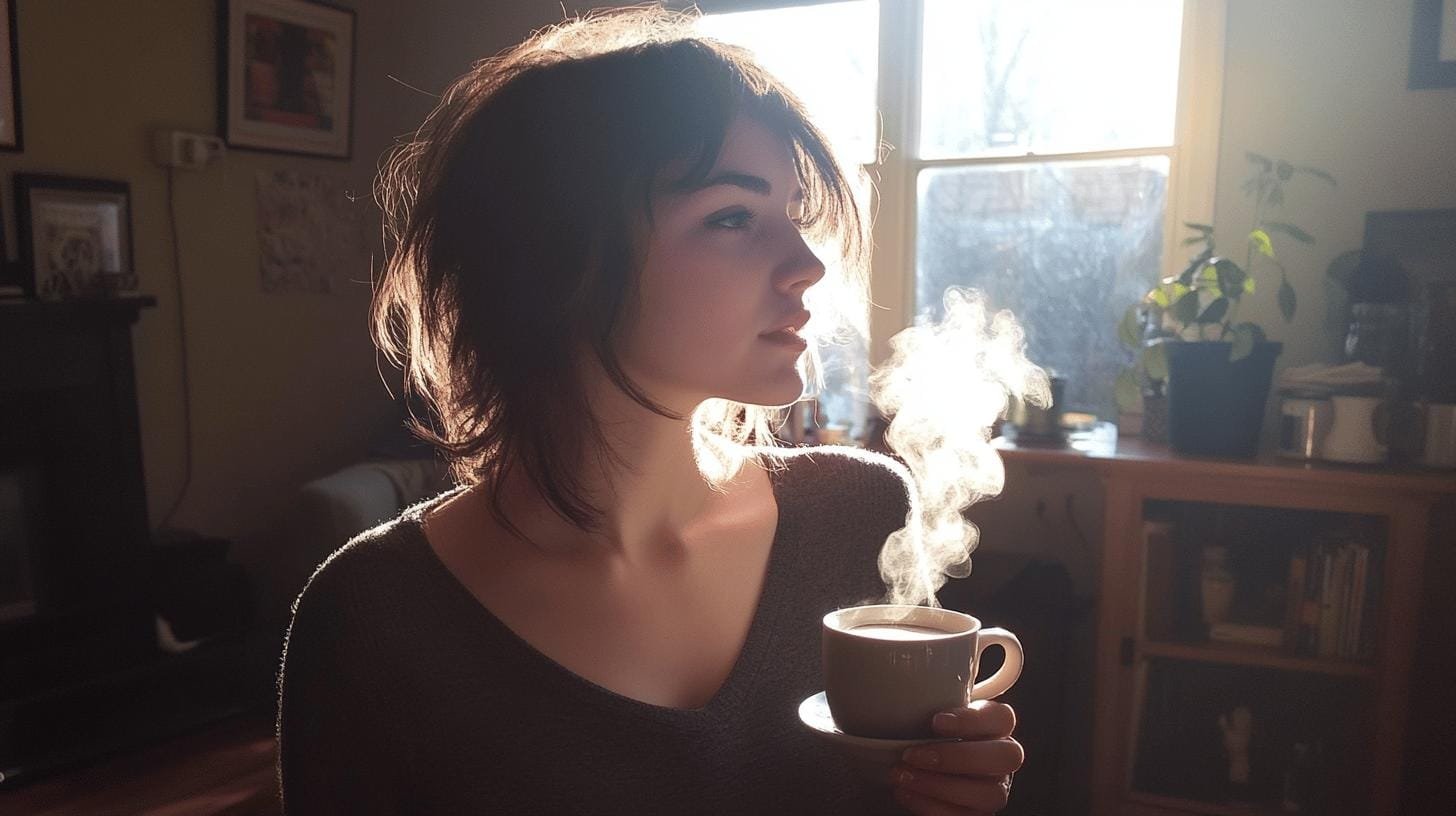 Girl holding a steaming cup of coffee - What Part of the Brain Does Caffeine Affect?.jpg