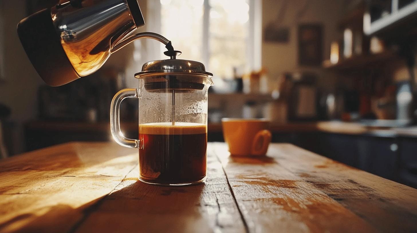 Brewing coffee using a french press coffee maker - What Is Artisan Blend Coffee?.jpg