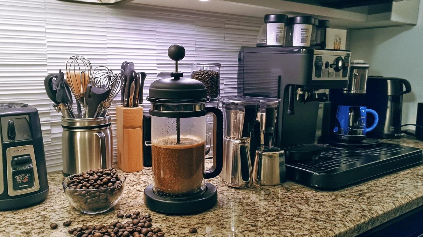 Cocfee brewing equipments on a kitchen counter - Can I Drink Coffee If I Have High Cholesterol?.jpg