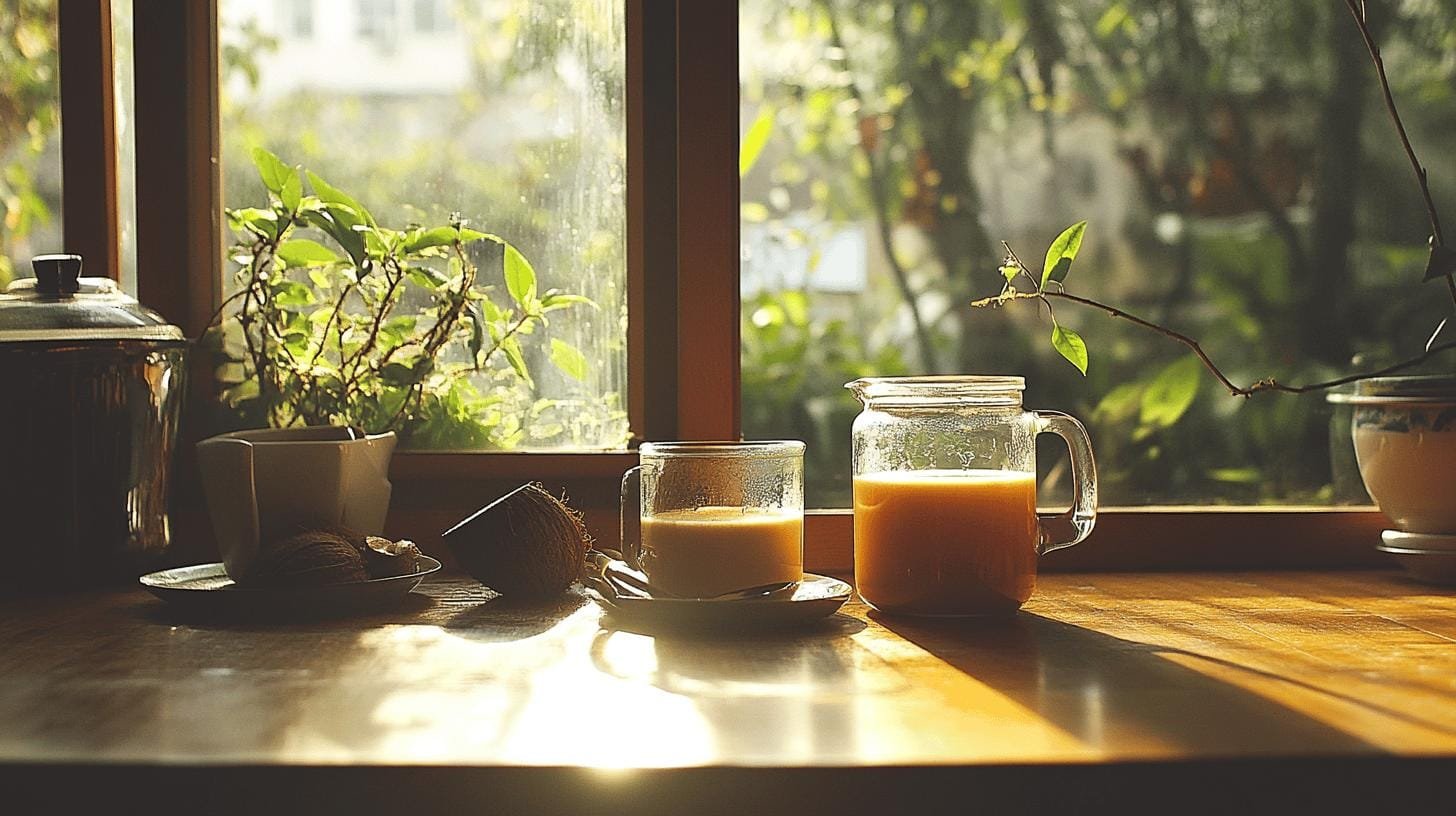 A cup of coffee and a jug of coffee on a table close to the window - Alternative Caffeine Sources.jpg