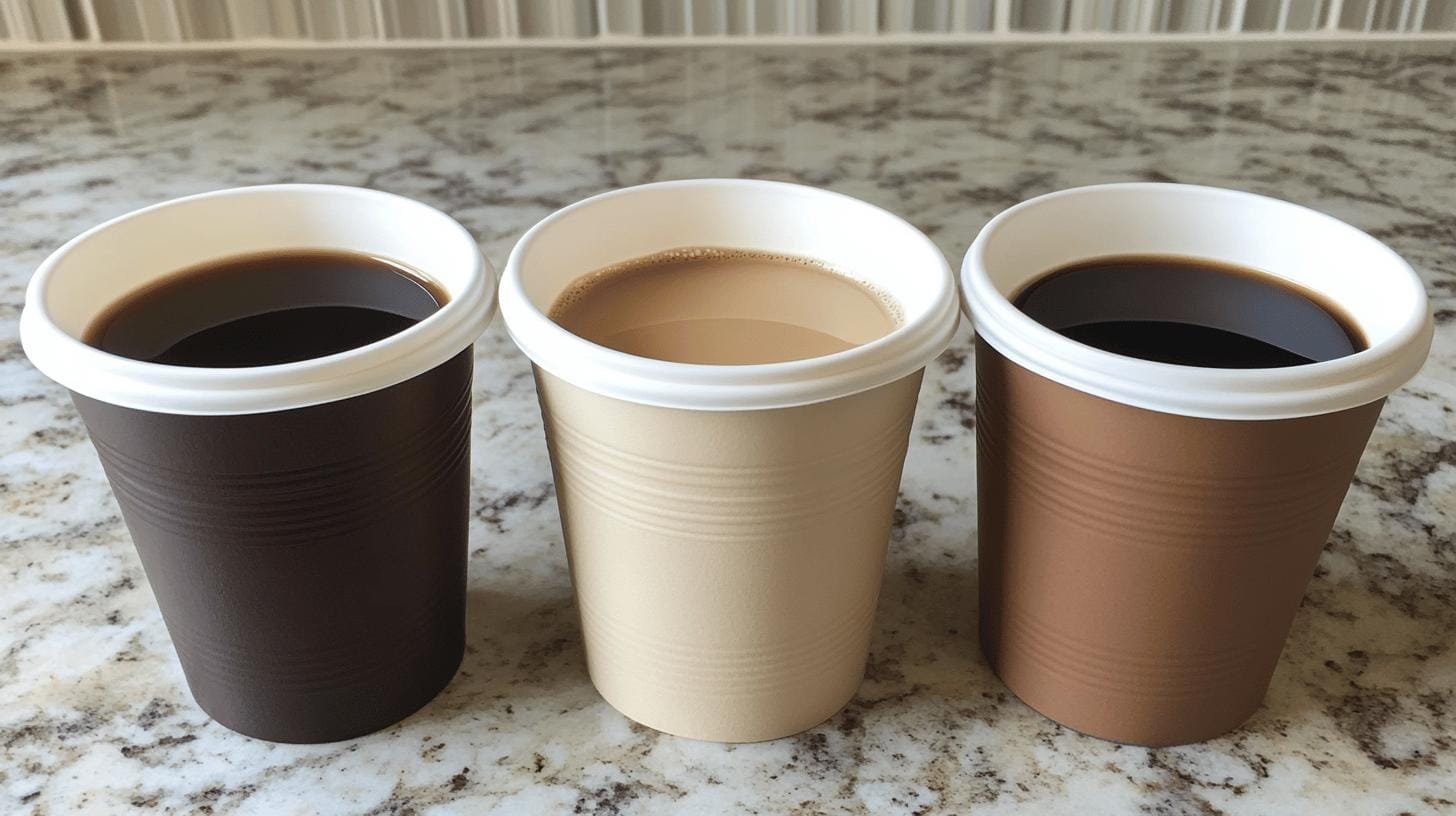 3 paper cups of coffee - Amount of Caffeine in Dark Roast Coffee.jpg