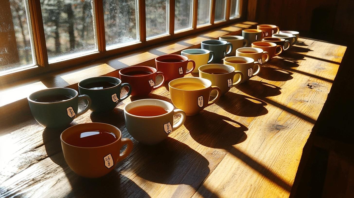 Different cups of tea on a table - Amount of Caffeine in Decaffeinated Tea.jpg