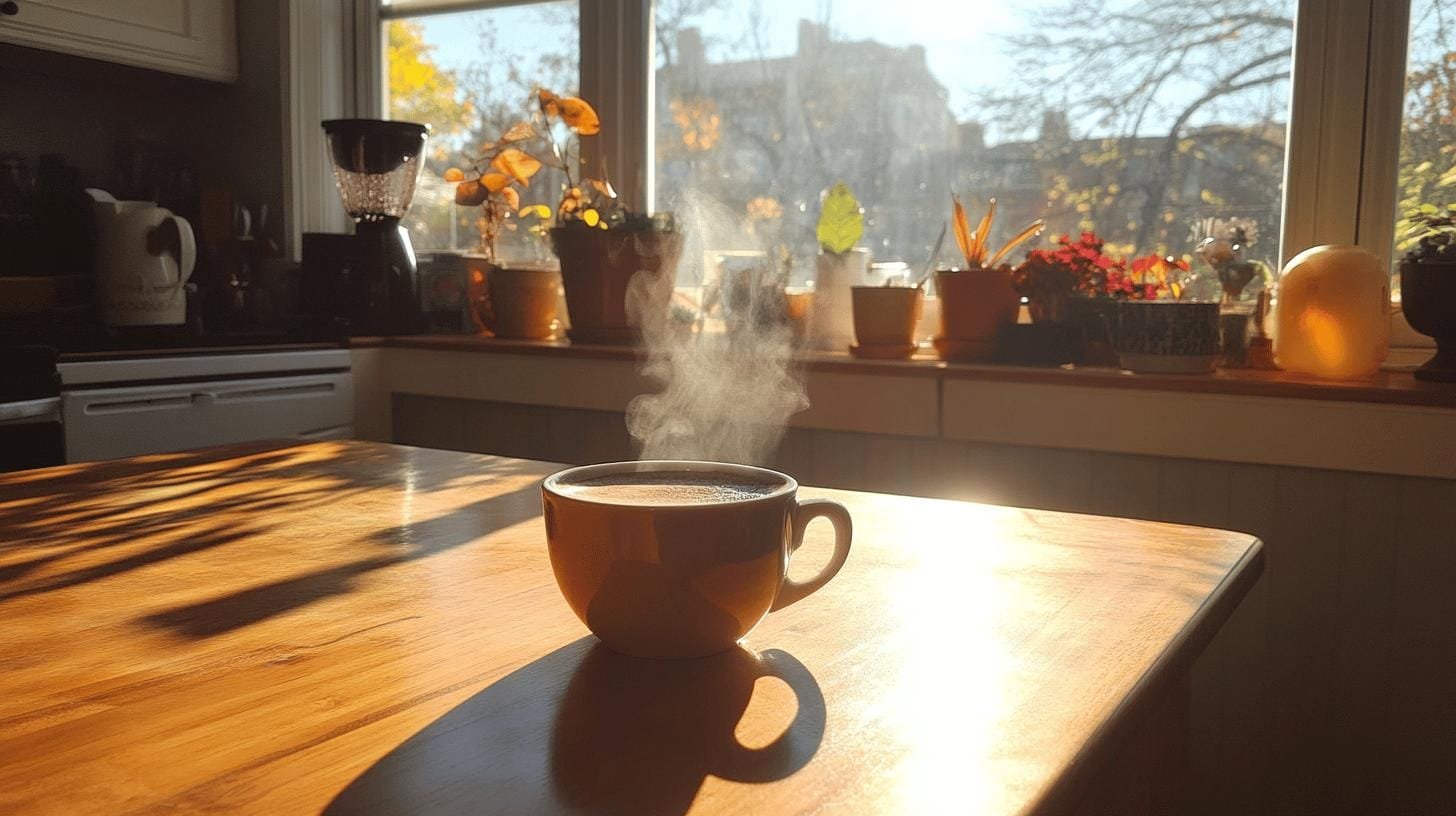 A cup of hot coffee on a table - Instant Coffee and Cholesterol.jpg