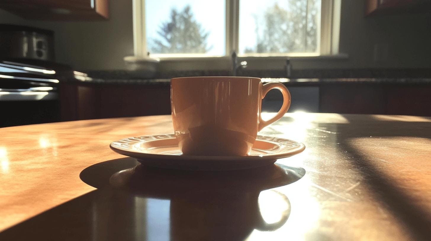 A cup in a saucer on a table - Black Coffee and Cholesterol Test.jpg