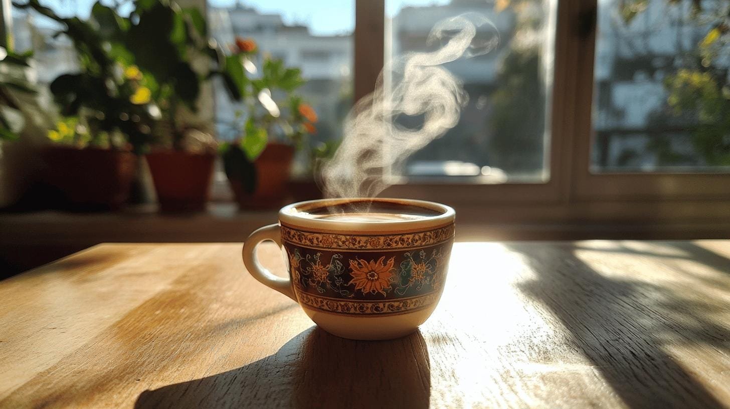 A cup of coffee on a table -  Turkish Coffee's Surprising Cholesterol Connection.jpg