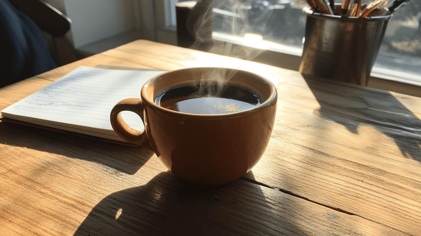 A cup of coffee and a book on a table - Black Coffee and Diabetes.jpg