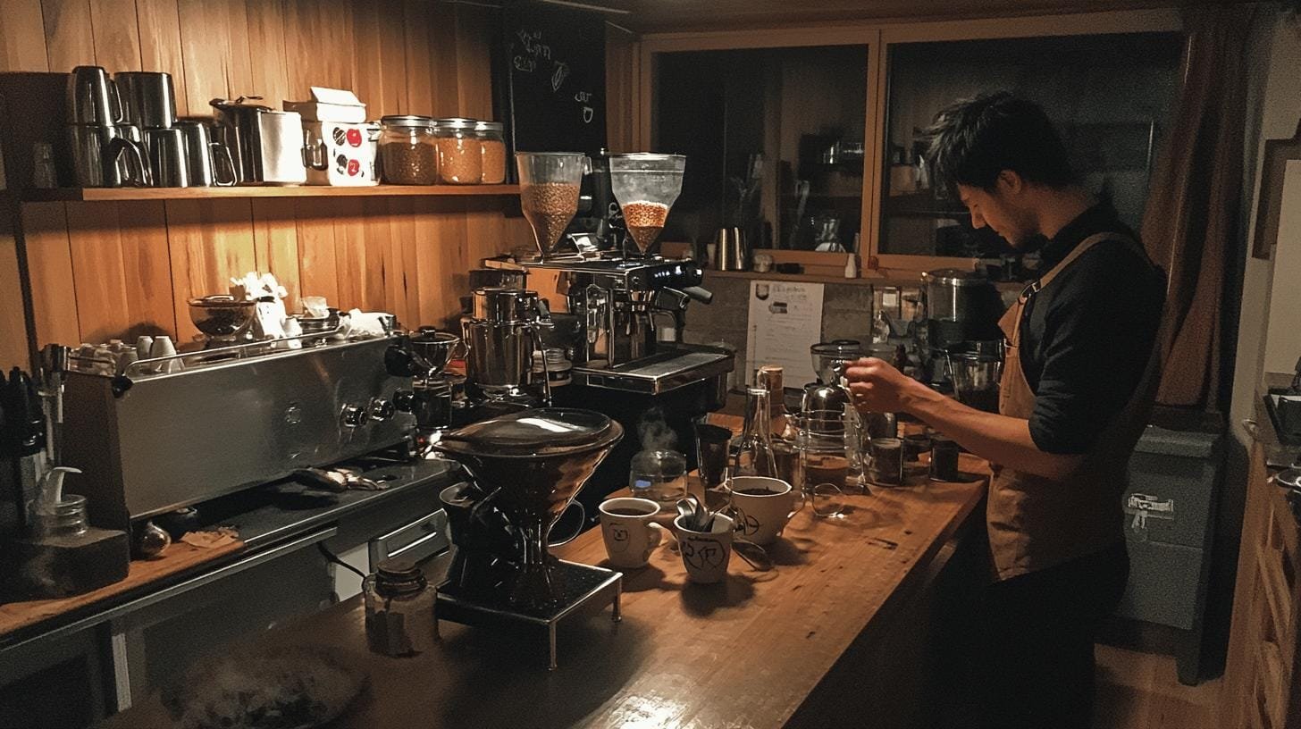 A barista in a room full with coffee brewing and decaffeination equipments - Caffeine in Caffeine-Free Coffee.jpg