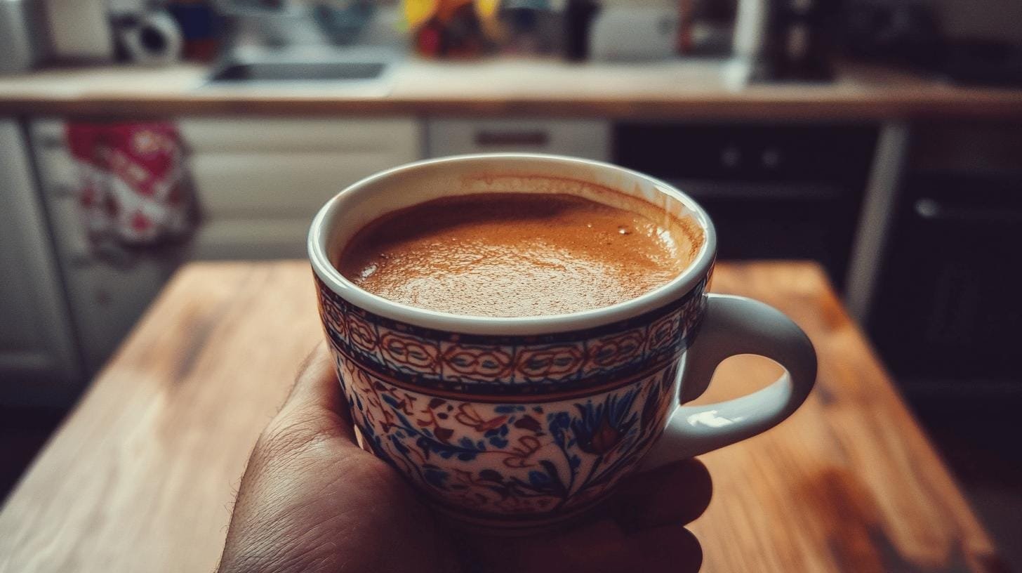 Hand holding a cup of creamy coffee- Turkish Coffee's Surprising Cholesterol Connection.jpg