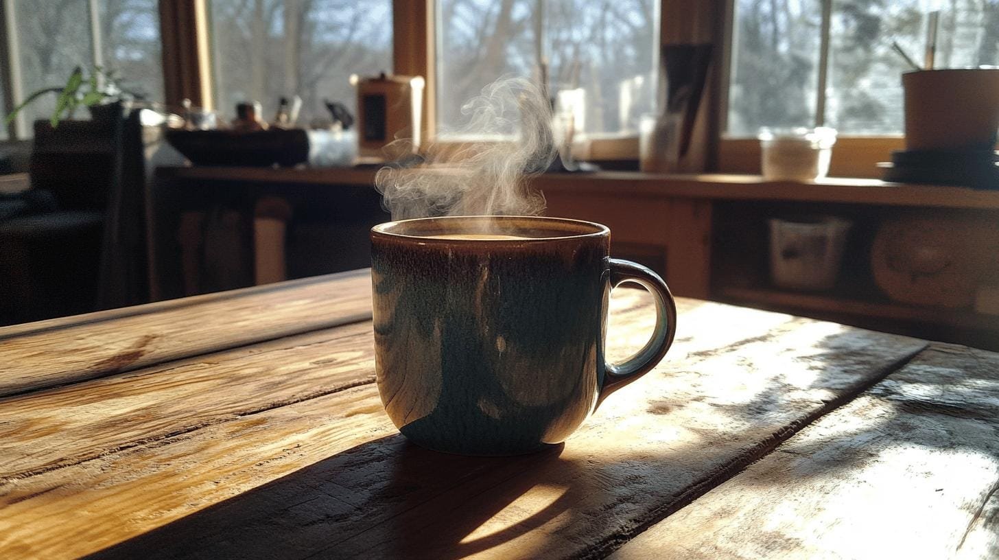 A cup of hot coffee on a wooden table - Coffee and Heart Disease Facts.jpg