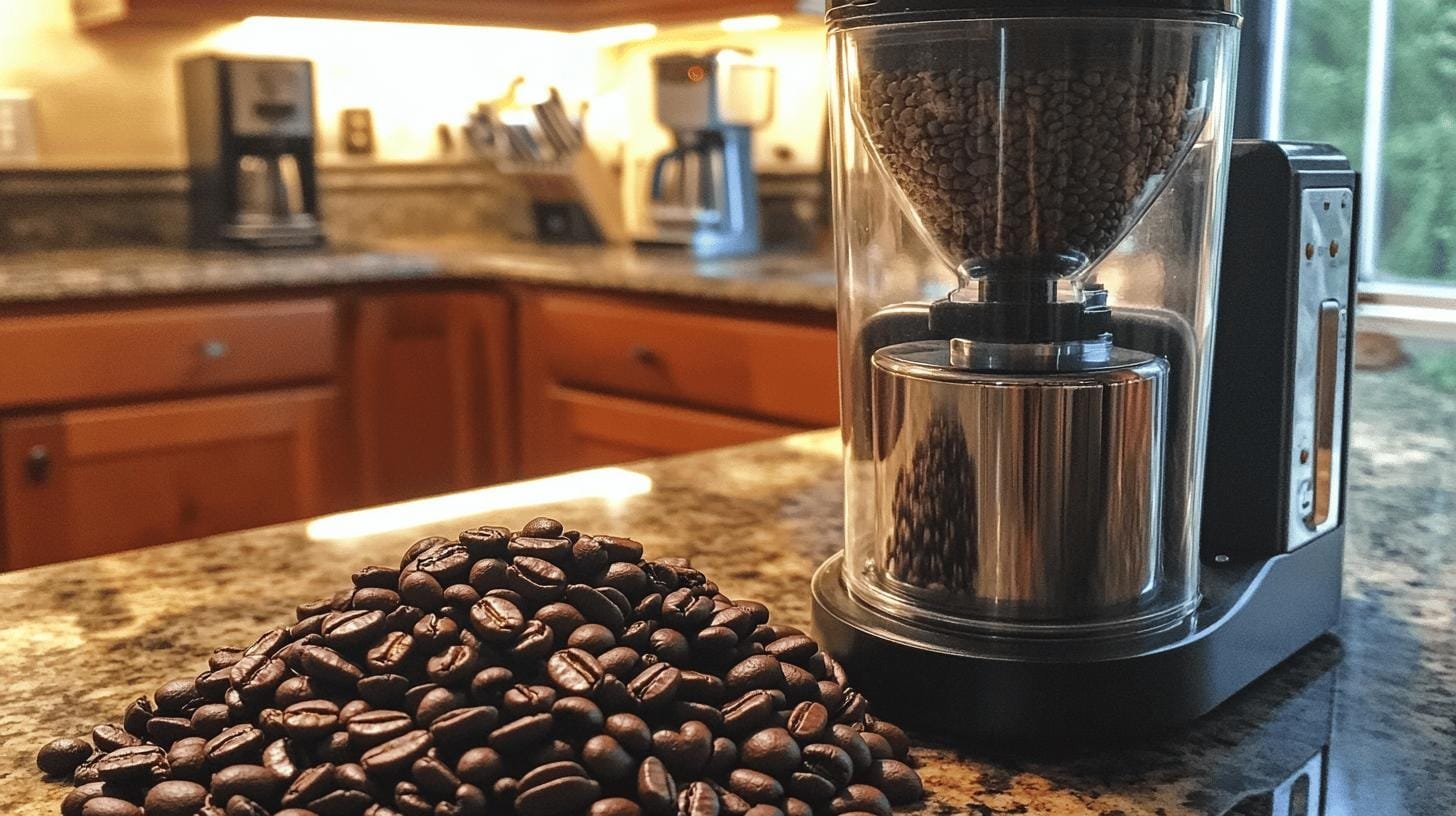 Roasted coffee beans inside a coffee maker -Bold Coffee Recipe .jpg