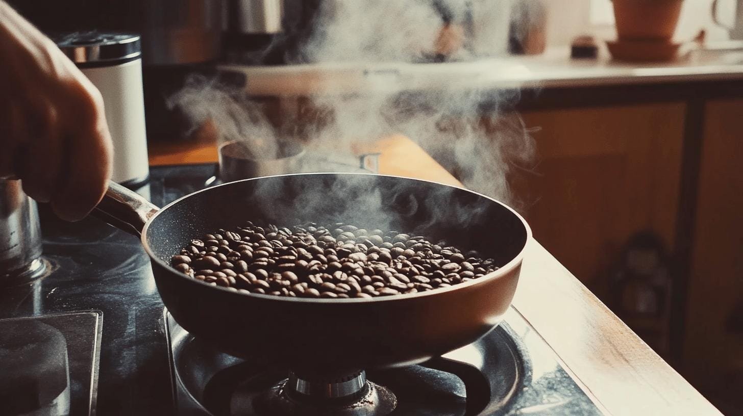 Roasting coffee beans in a pan at home - Bold Iced Coffee.jpg