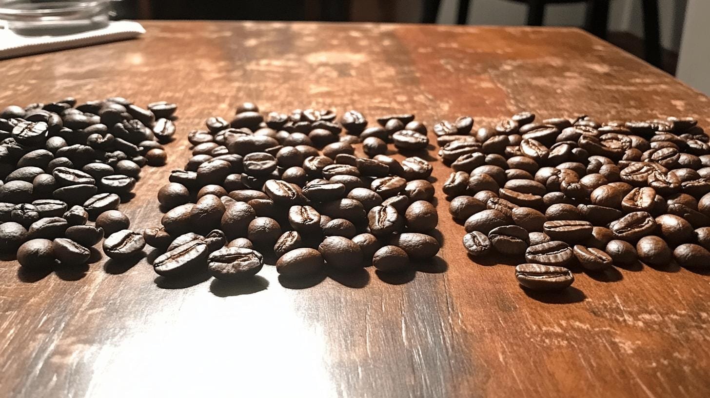 Coffee beans scattered on a wooden surface - Bold Coffee Recipe.jpg