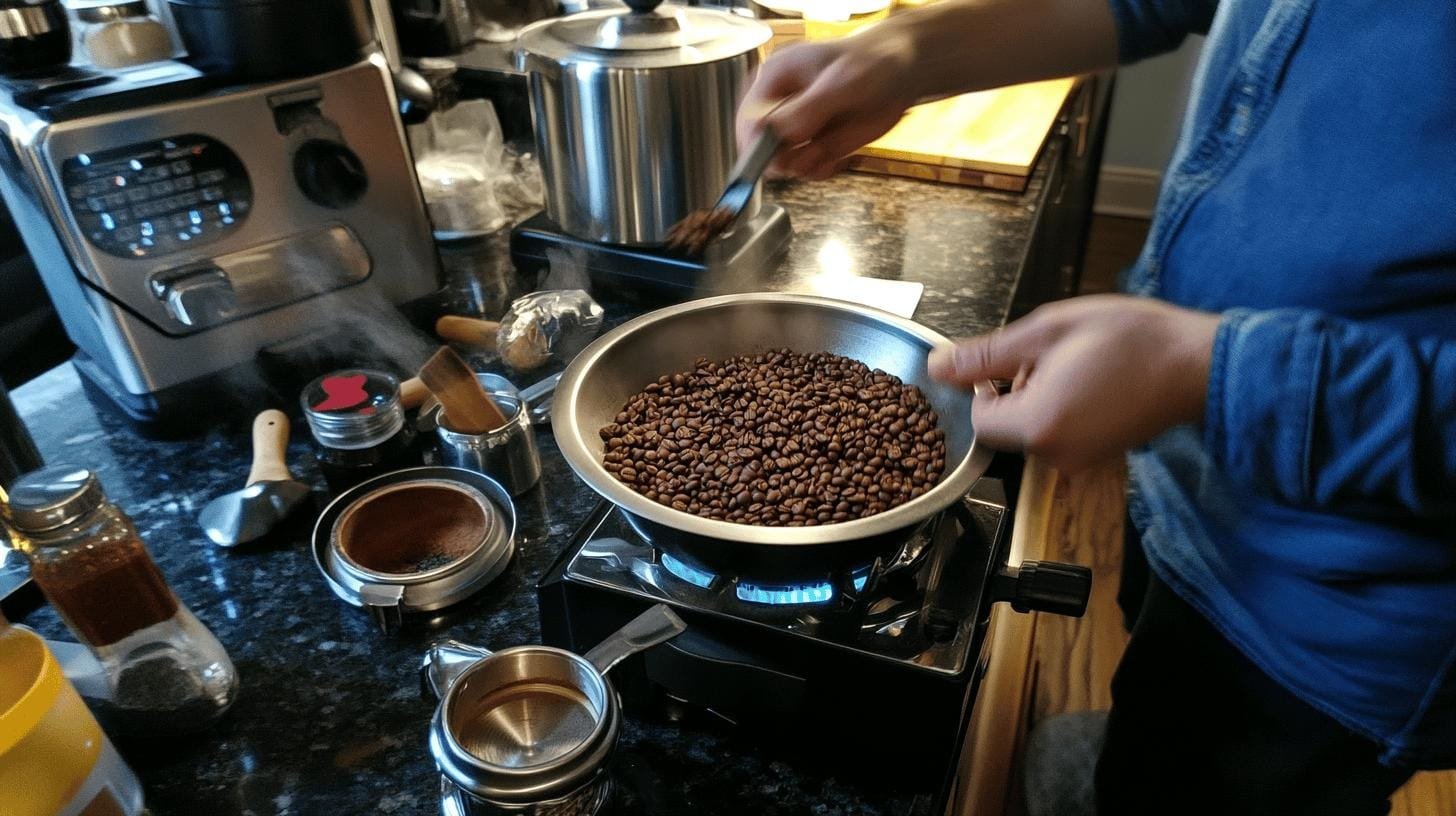 Man roasting coffee beans at home - Bold Decaf Coffee.jpg