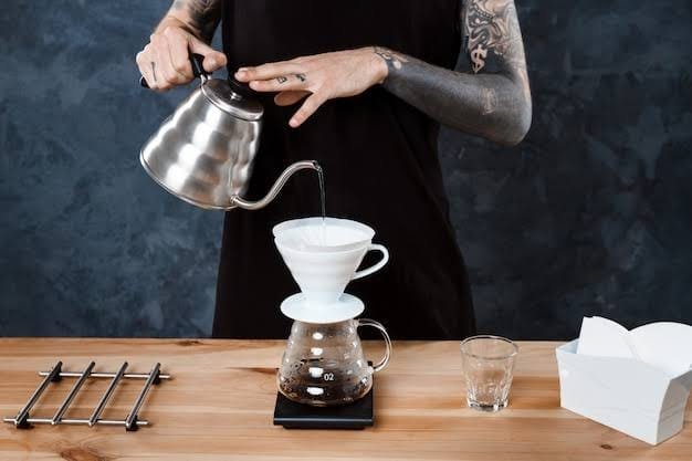 Woman brewing coffeee using the pour over method- Medium vs Bold Coffee