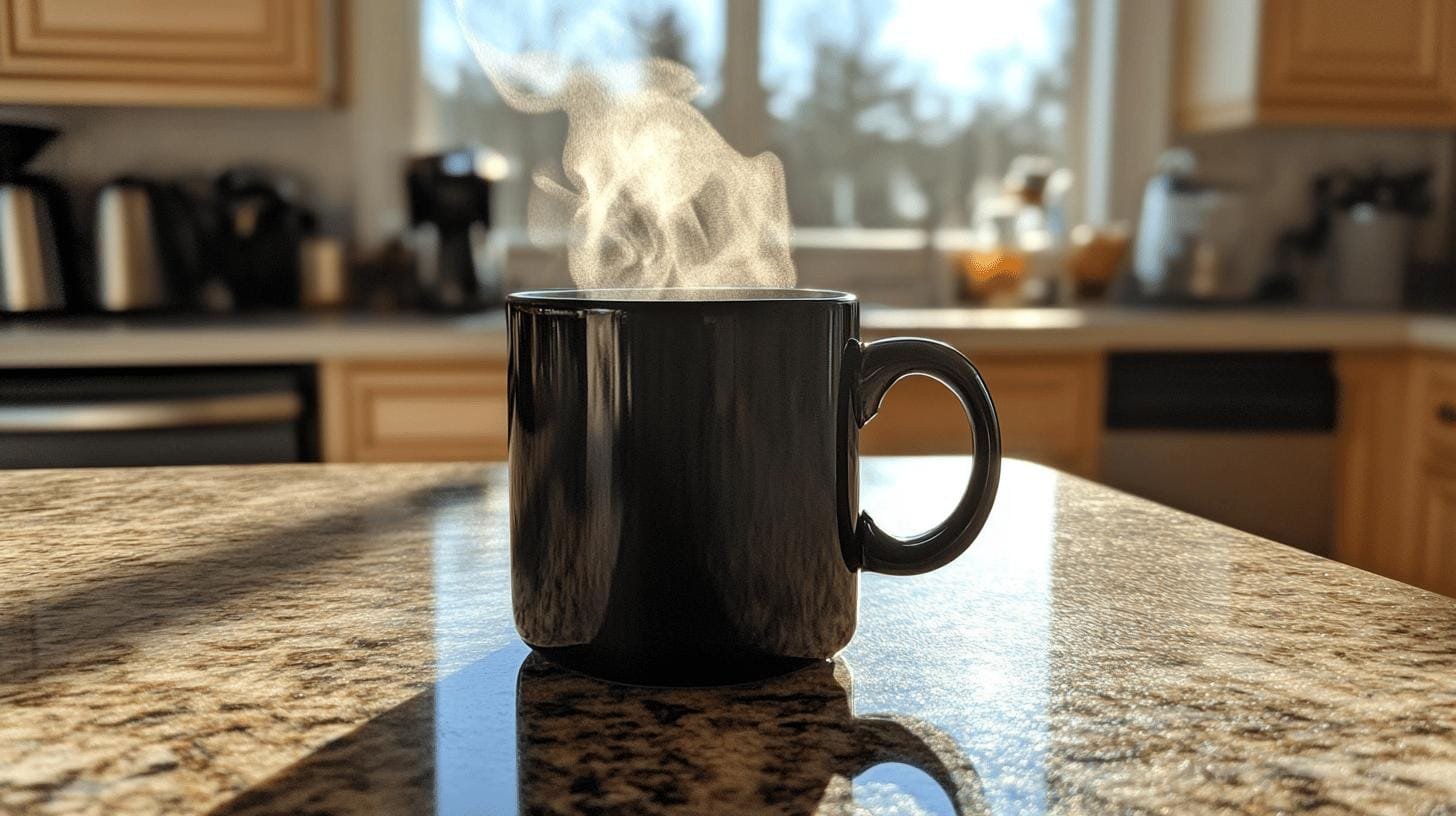 A black cup of coffee on a kitchen table - Does Long Black Coffee Break a Fast?.jpg