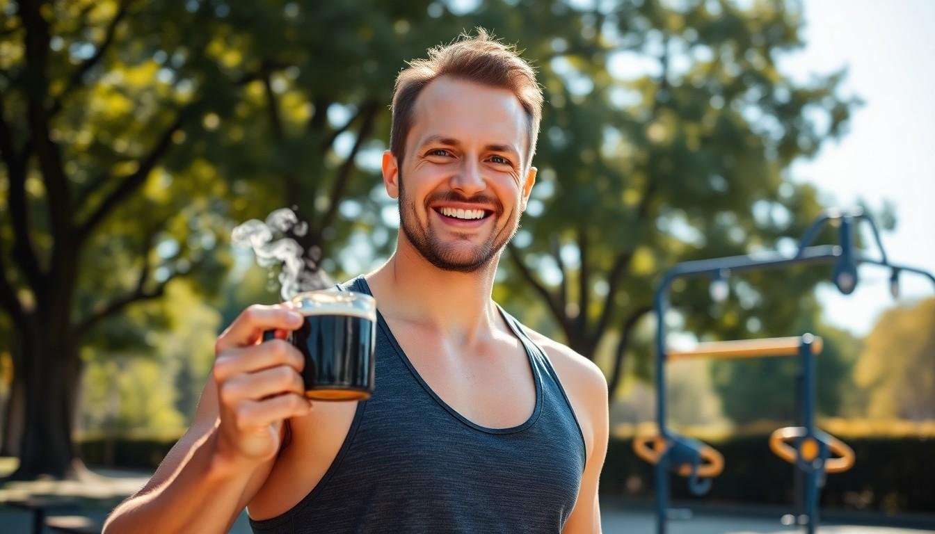active person with coffee -how does coffee affect workout performance